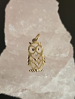 Vintage SARO 10K Gold Owl Cutout Pendant  Charm - Women Jewelry